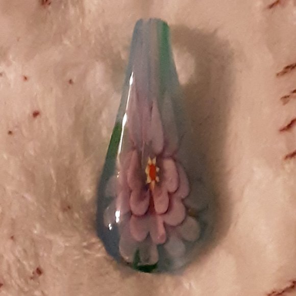 Beautiful Murano Glass Pendant Blue Floral Layers of Flowers New No Chain - Picture 2 of 11